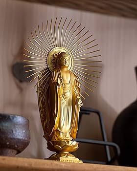 Amazon｜仏像 阿弥陀如来 御西用15.7cm(金メッキ/24金) 仏師：牧田秀雲