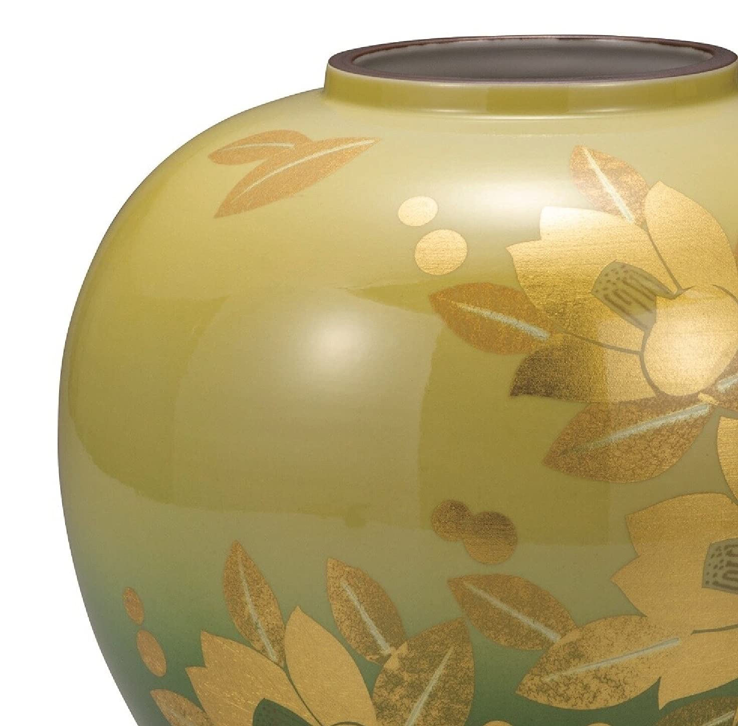 Amazon.co.jp: 九谷焼 8号 花瓶 釉裏金箔彩山茶花 台付 ［山田登陽志