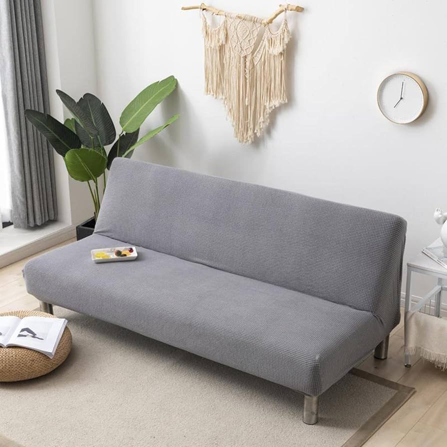 Amazon｜ソファカバー 2人掛け ライトグレー 肘なし ソファーベッド
