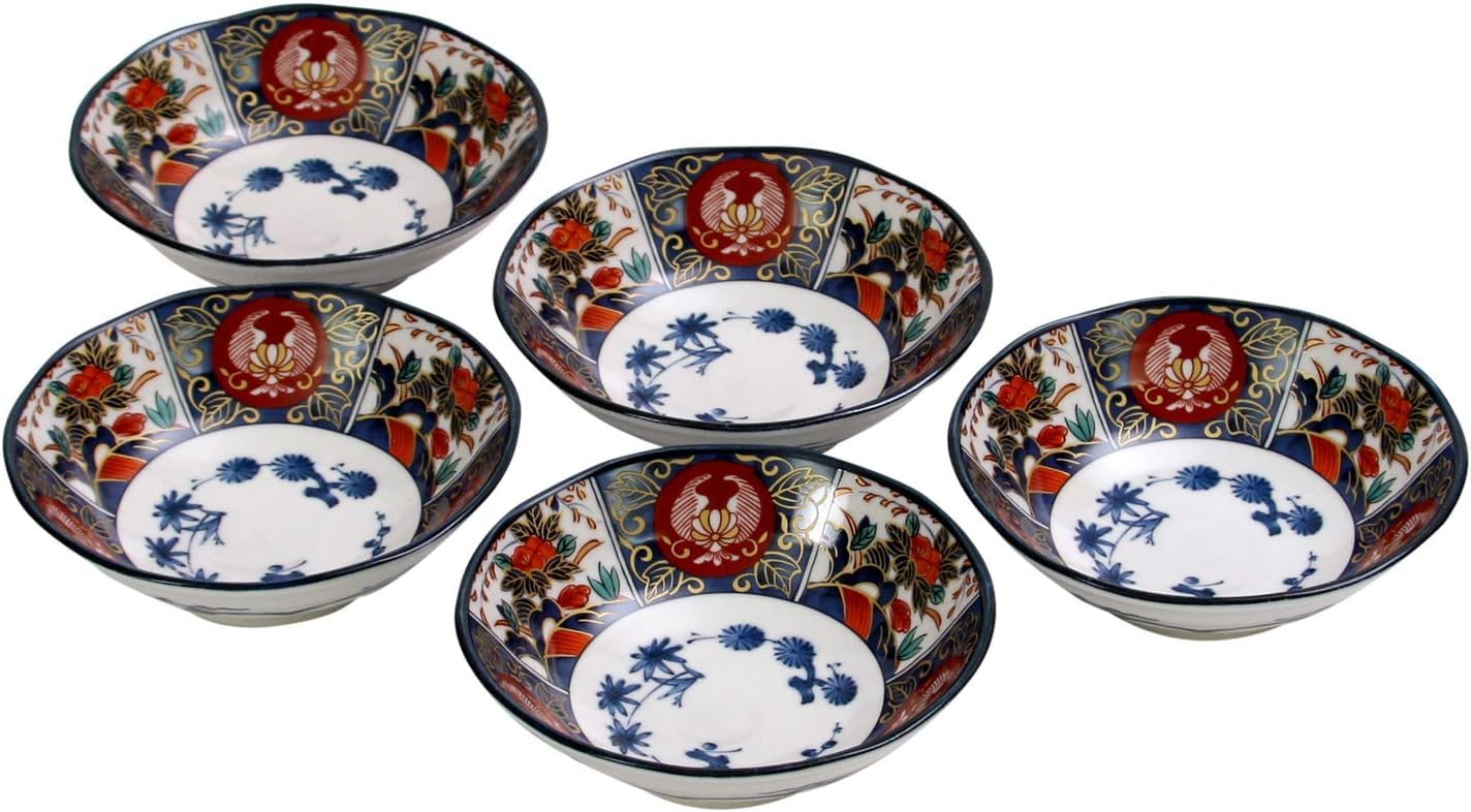 Amazon.co.jp: 美濃焼 高峰窯 錦彩古伊万里 (小鉢揃（5客組