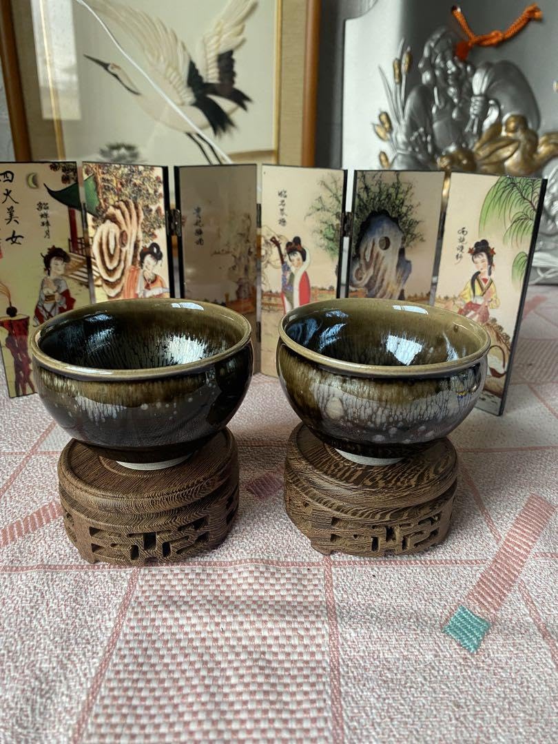 Amazon.co.jp: 天目茶碗 茶道具 建窯盞 窯変釉 茶碗 油滴天目 曜変天目