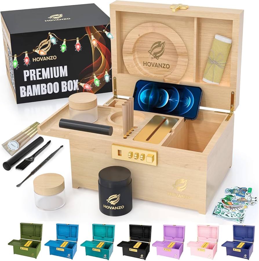 Amazon.com: HOVANZO Upgraded Premium Large Bamboo Box - Locking