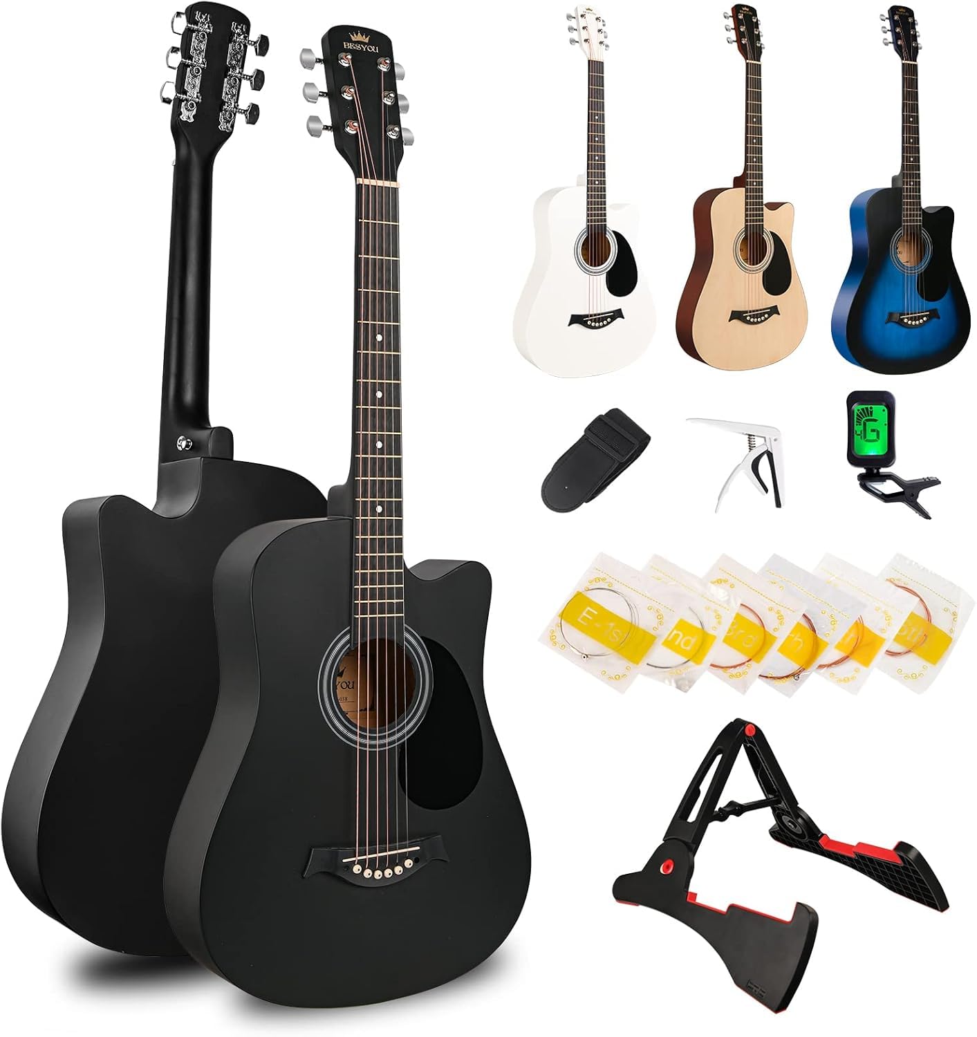 Amazon | BESYOU アコースティックギター 13点セット 38インチ 初心者