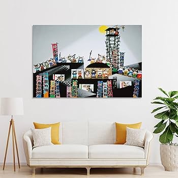 Amazon.co.jp: 藤城清治 猫相撲 絵画 ポスター 工芸品の装飾品 壁の