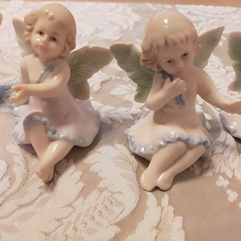 Amazon.co.jp: 天使 置物 陶器 エンジェル アンティーク Fu Dong 4体