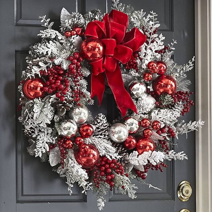 Amazon.co.jp: [dhiuebc] クリスマスリース 花輪 豪華 松ぼっくり