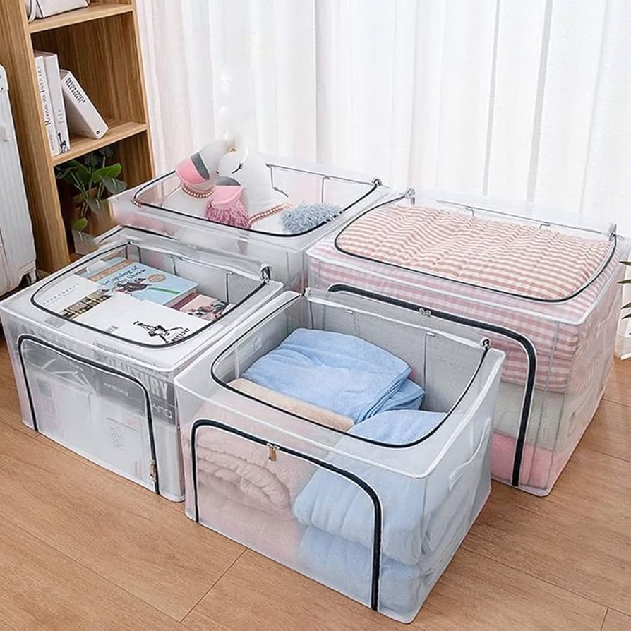 Amazon｜衣類収納ボックス 透明窓付き 収納ボックス ワイヤー入り 収納