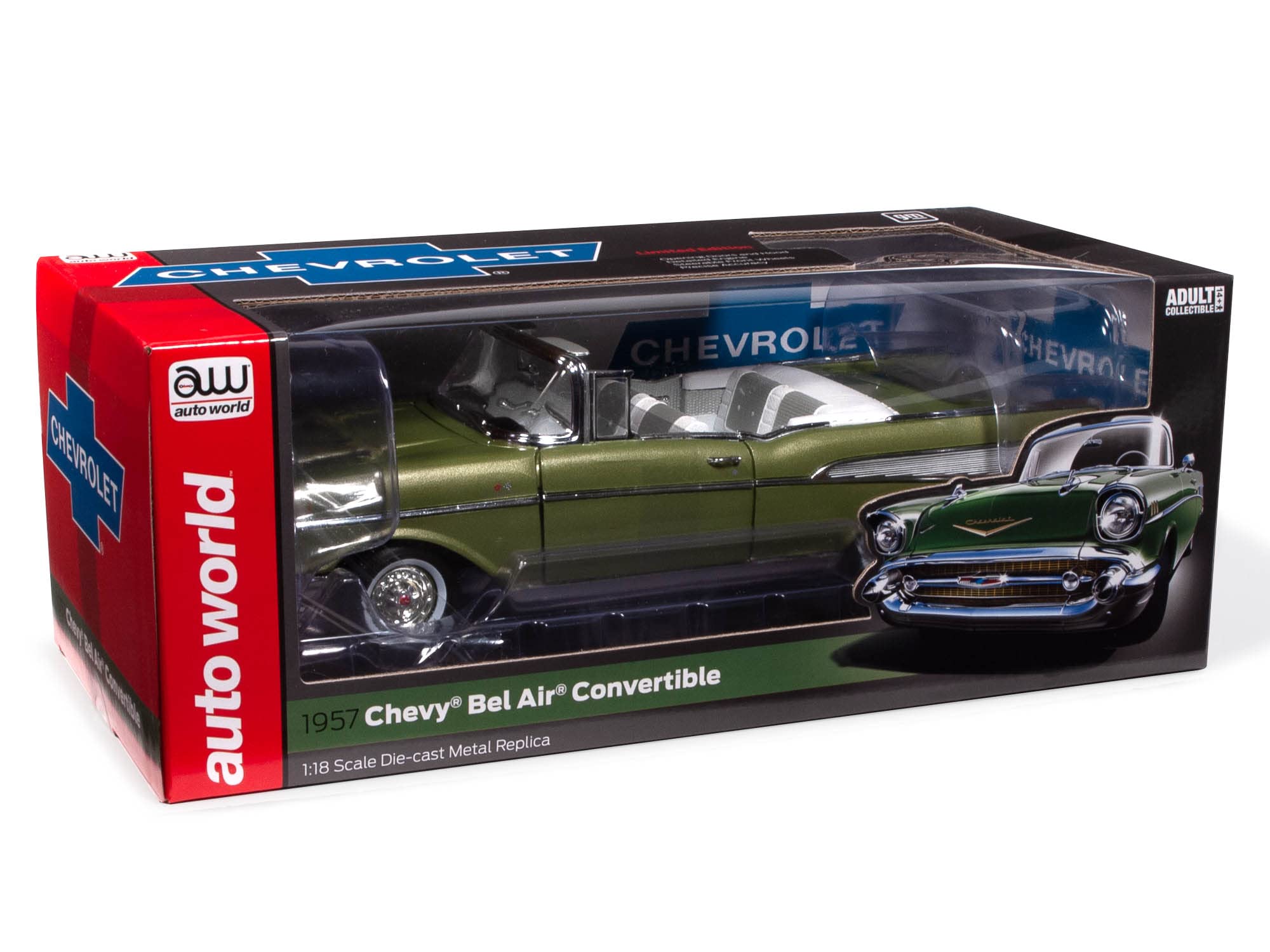 Amazon.com: Auto World 1957 Chevrolet Bel Air Convertible 1:18