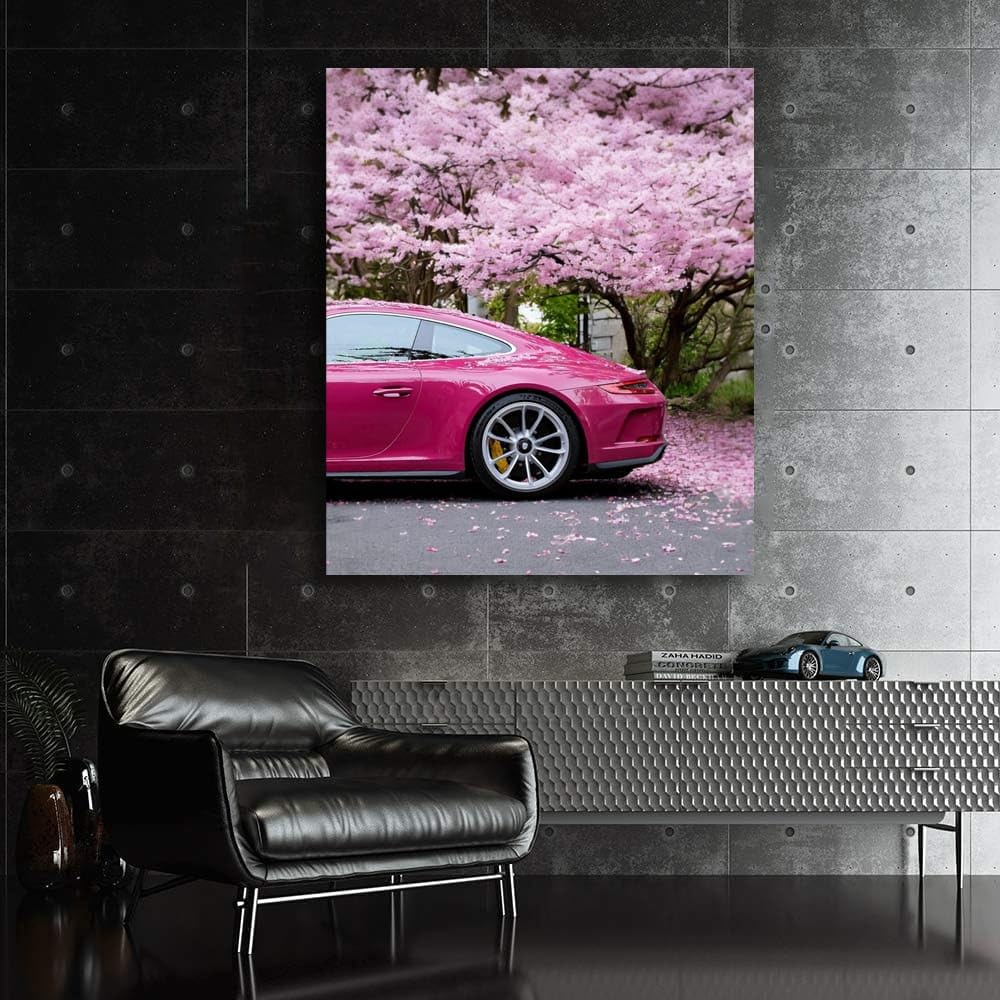 Amazon.com: Painting Car Porsche 911 Pink In Sakura - Print