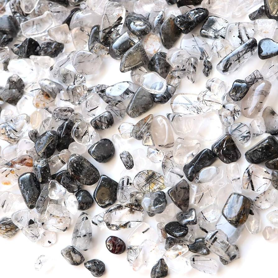 Amazon.co.jp: [GOLD STONE] ブラック ルチルクォーツ 黒針水晶 さざれ