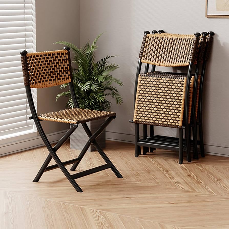 Amazon｜折りたたみ式チェア 折り畳み椅子 ラタン網 ダイニングチェア