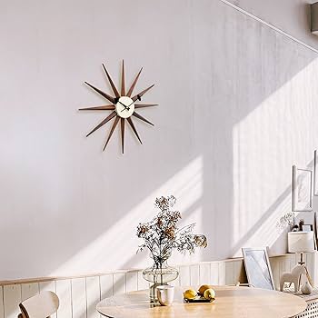 Amazon.co.jp: Aurtem ミッドセンチュリー壁掛け時計 - 木製スター