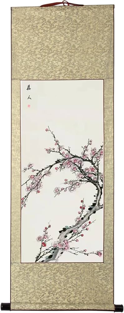 Amazon.co.jp: 画家手描き 掛軸 掛け軸 おしゃれ 水墨画 梅 四君子