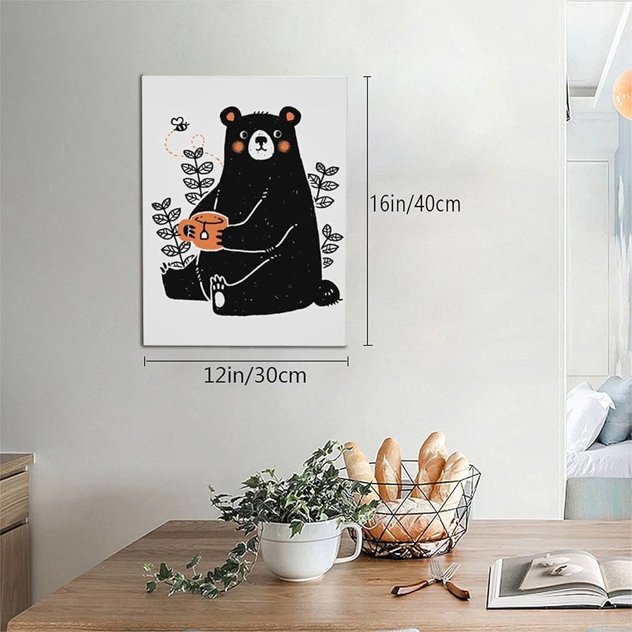 Amazon.co.jp: アートパネル 可愛い アニメ くま 黒い熊柄 アート