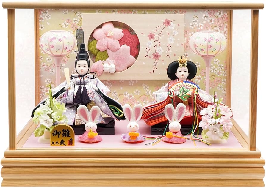 Amazon | 人形の久月 おひなさま 親王飾り ケース入り ナチュラル系