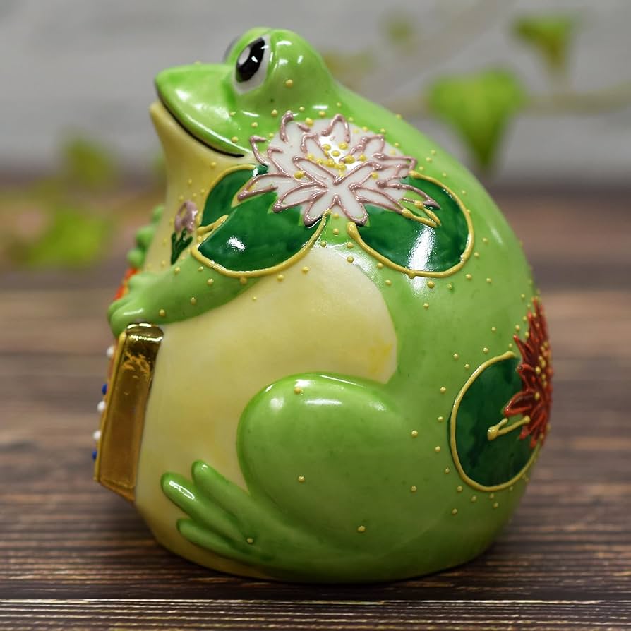 Amazon.co.jp: 和座の蔵 開運 無事 カエル 置物 九谷焼 福かえる 盛