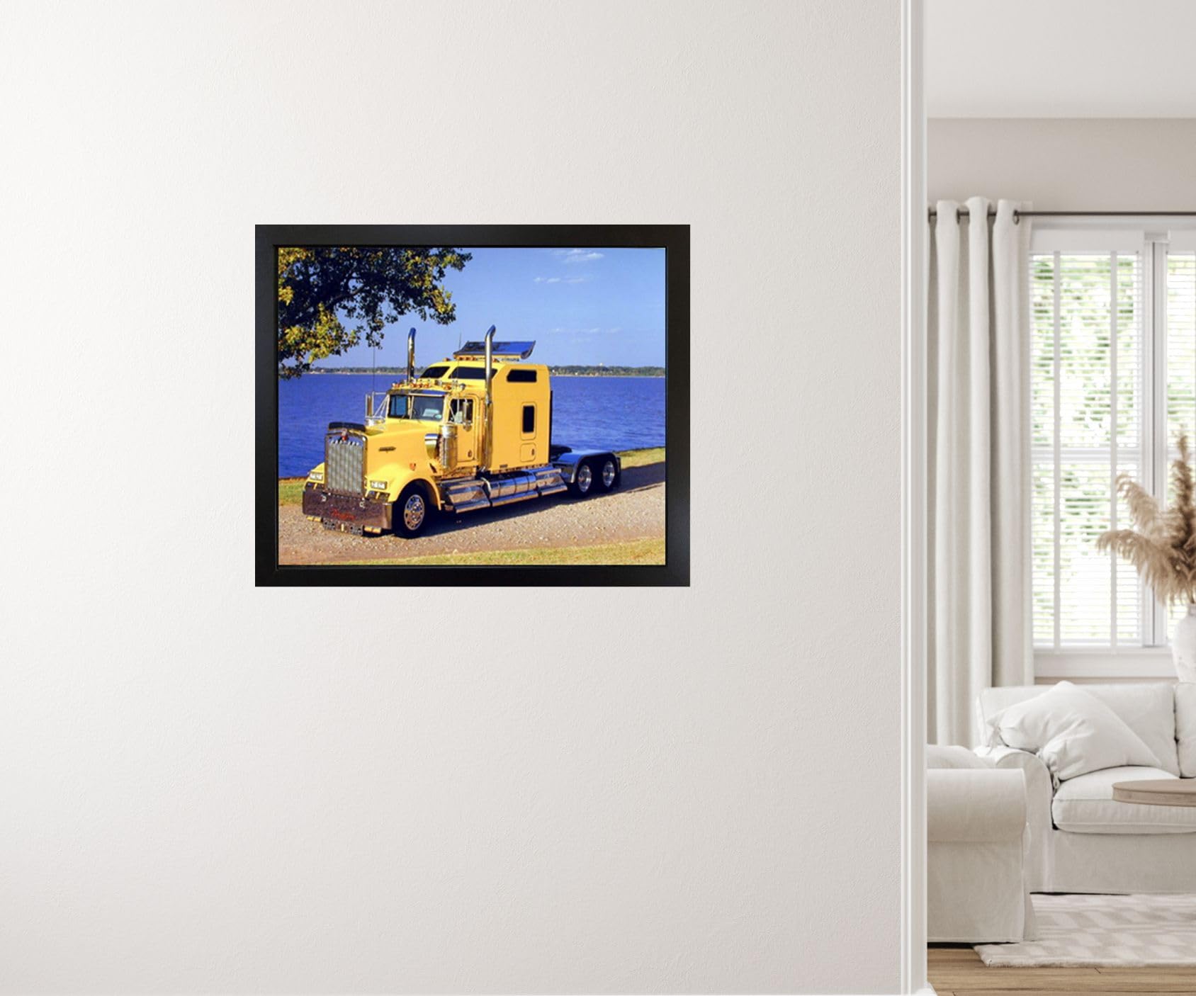 Vintage Truck Wall Decor Yellow Kenworth Semi Big Rig Diesel Art