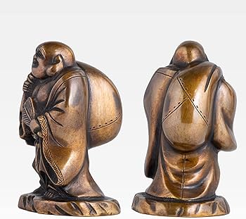 Amazon｜吉兆七福神 布袋（銅製/上味色）仏師：旭峰 原型＿仏像 置物