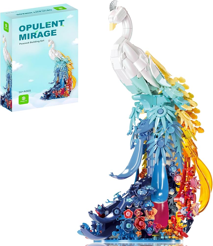 Amazon.com: ZONECYTD Peacock Building Sets Animal with Flowers Art