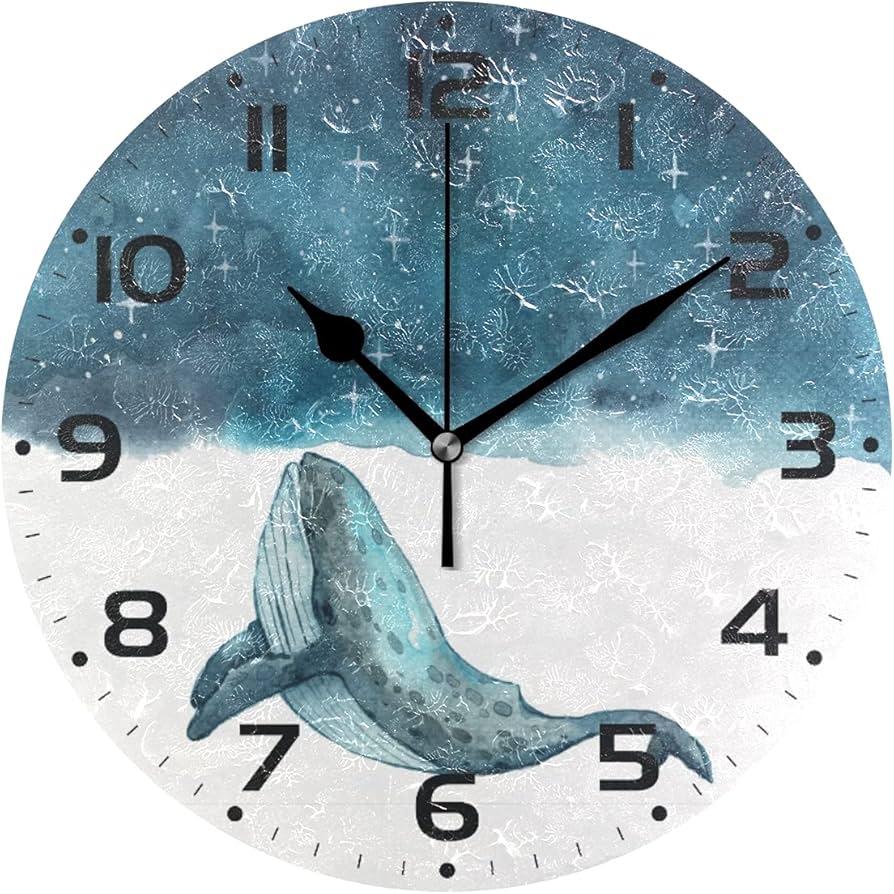 Amazon.co.jp: MiaoLD 掛け時計 置き時計 サイレント 連続秒針 鯨 星柄