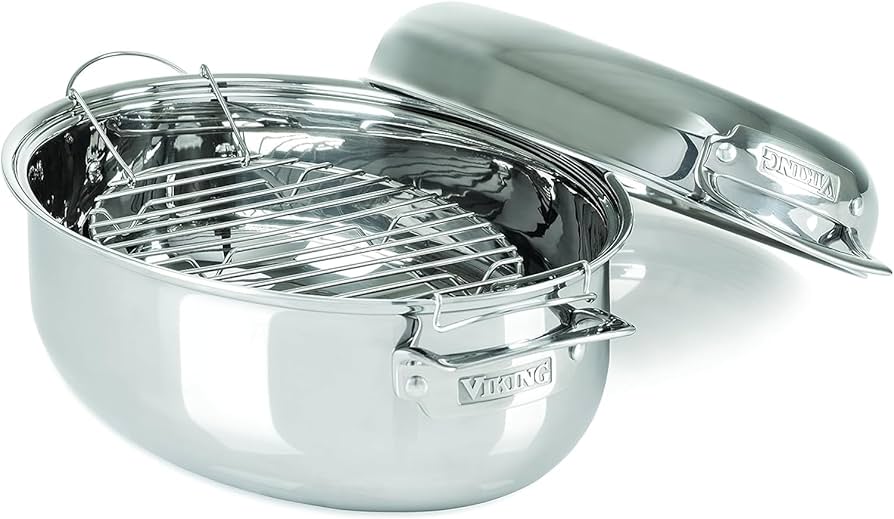 Amazon.com: Viking 3-Ply Oval Roasting Pan, 8.5 Quart, Stainless