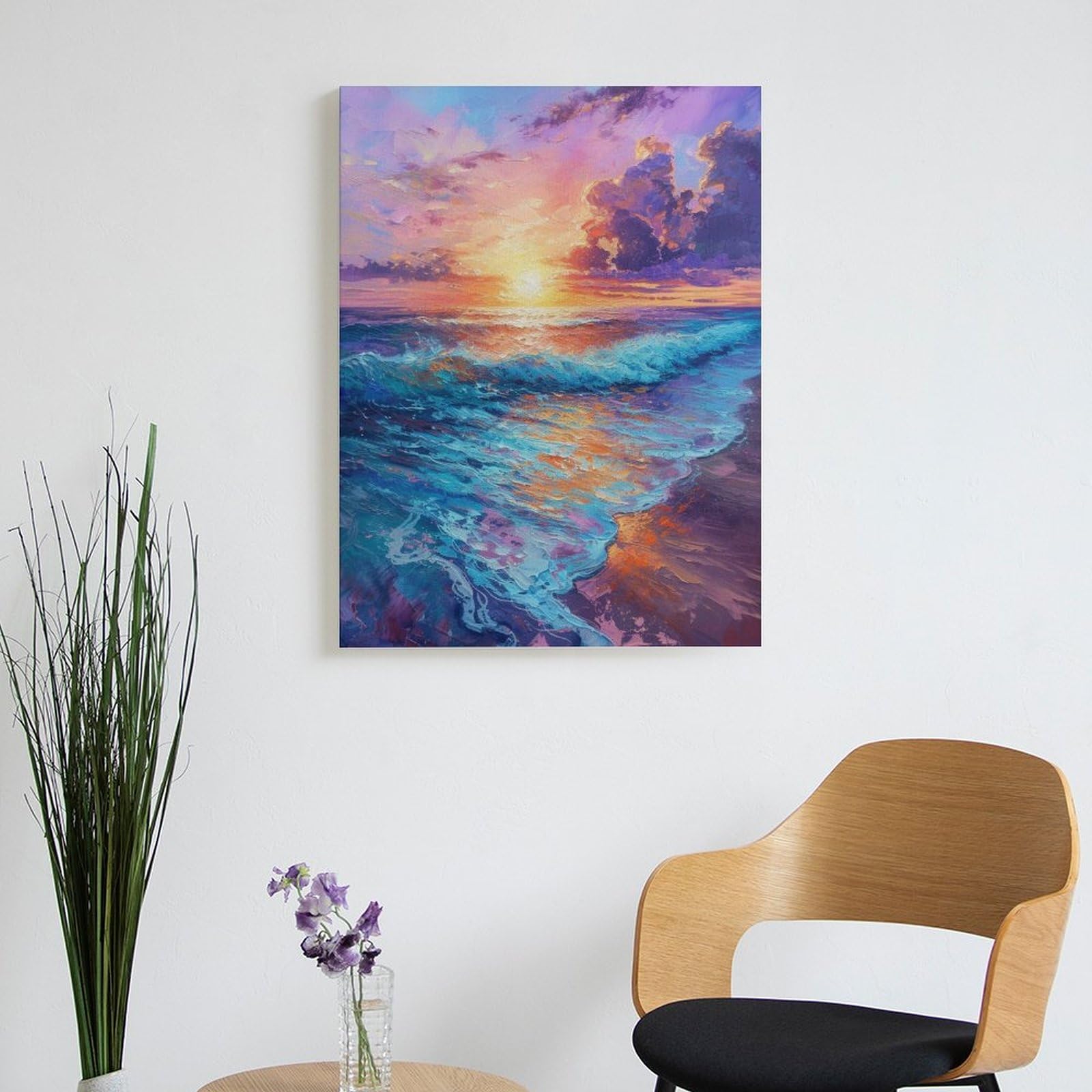 6号相当 肉筆水彩日本画 『花瓶の花』 木製額縁付属 外寸約570×480mm