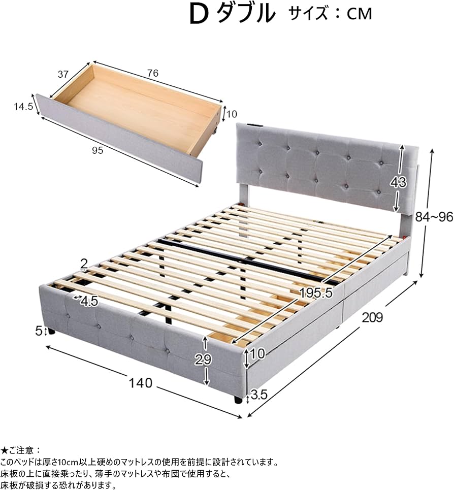 Amazon｜TORGSIYO ベッドフレーム ベッド ファブリックベッド すのこ