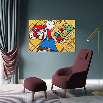 Amazon.co.jp: 任天堂 マリオ 壁画 キャンバス絵画 アートパネル 現代