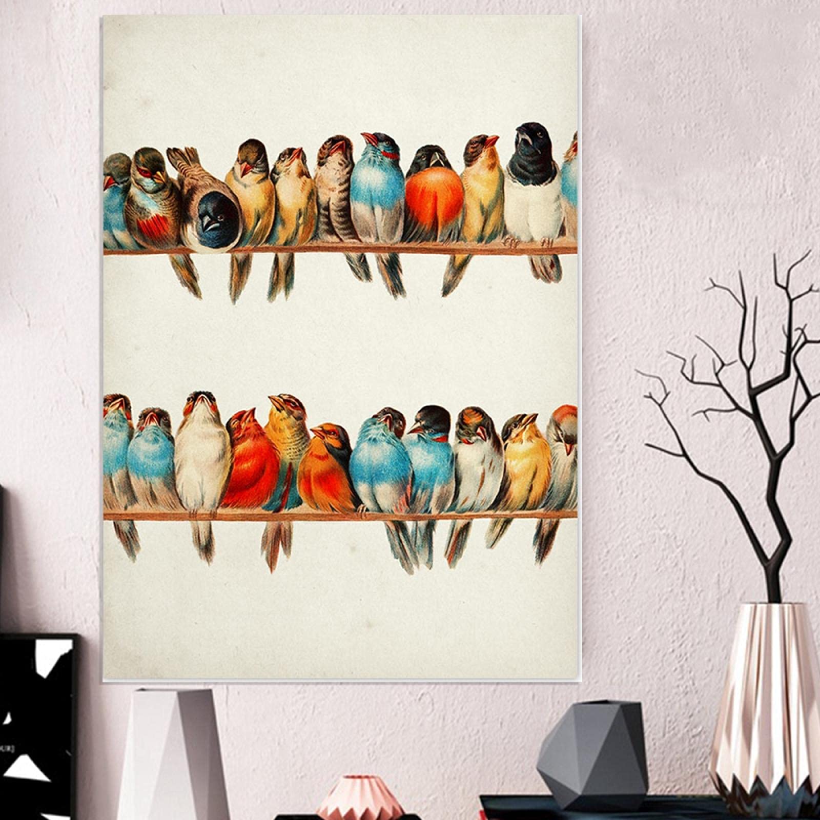 Amazon.co.jp: ヴィンテージ鳥ポスターとプリントレトロウォールアート