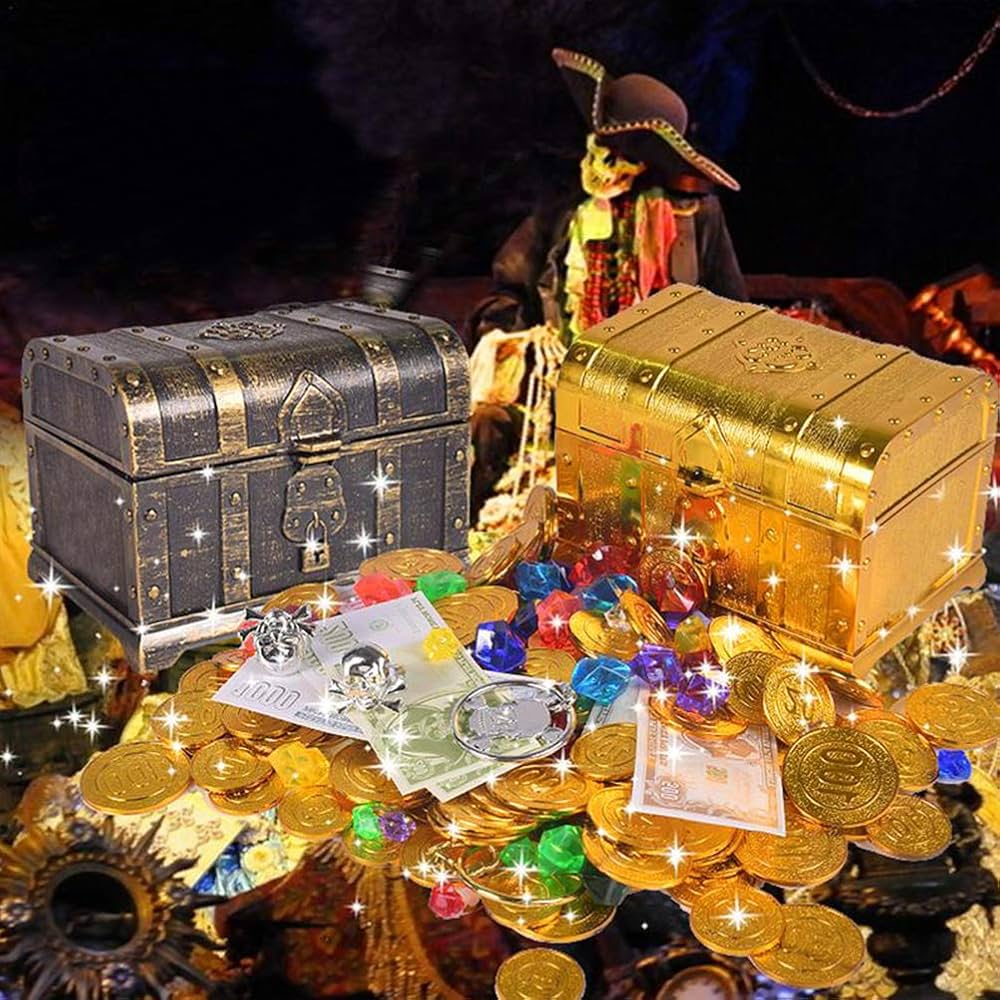 Amazon｜海賊の宝箱 海賊の宝箱収納ボックス プラスチック (金