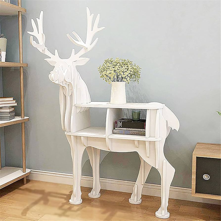 Amazon｜木製の本棚,漫画の鹿の形をしたブック ラック,カラフルな本棚
