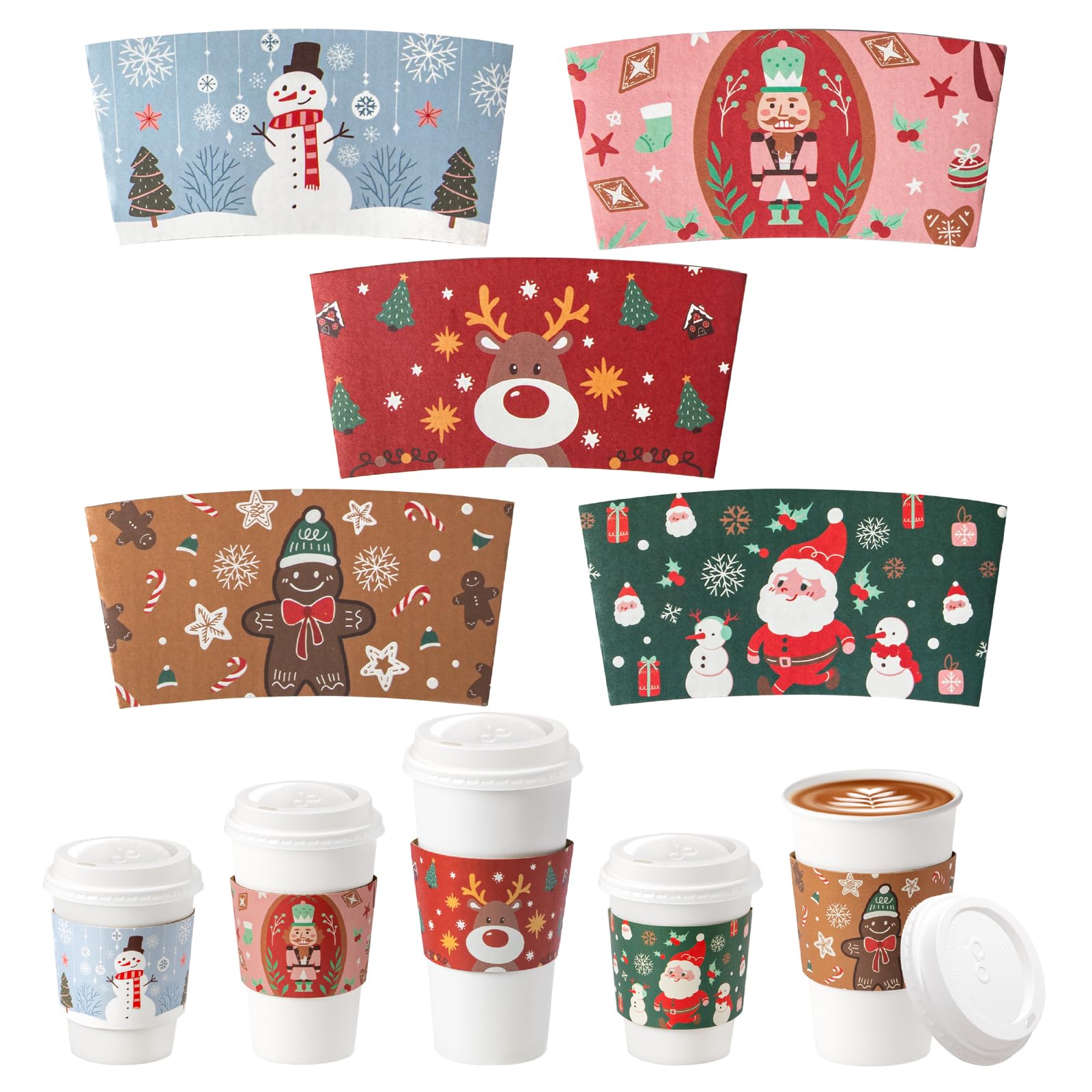 Amazon.com: FMP Brands 50 Pack Christmas Paper Coffee Cup Sleeves