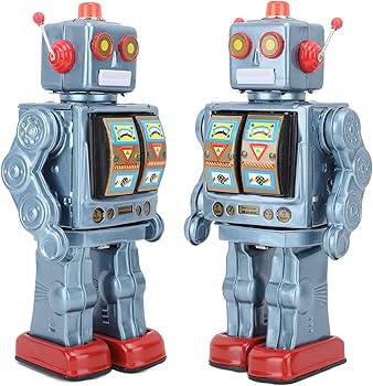 Amazon.co.jp: 金属ブリキのロボットおもちゃ、レトロな電動回転