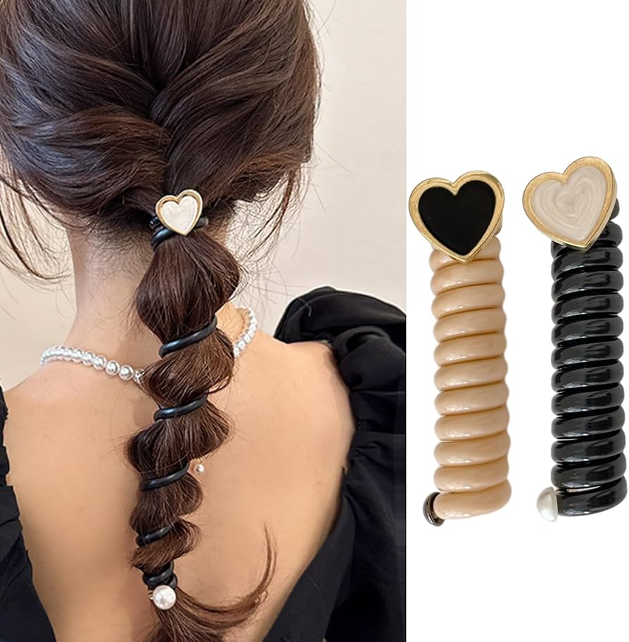 Amazon | EOQPDECD スパイラルヘアタイ ストレートポニーテールと三つ