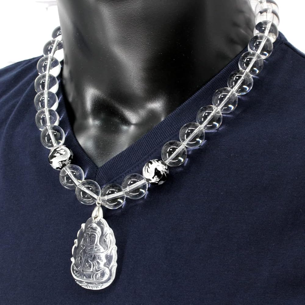 Amazon | [石輝] 4A天然石 仏ペンダント付き水晶16mm銀彫り五本爪