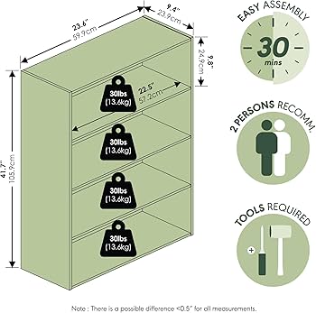 Amazon.com: Furinno PASIR Book Shelf, 4-Tier Bookshelf, Bookcase