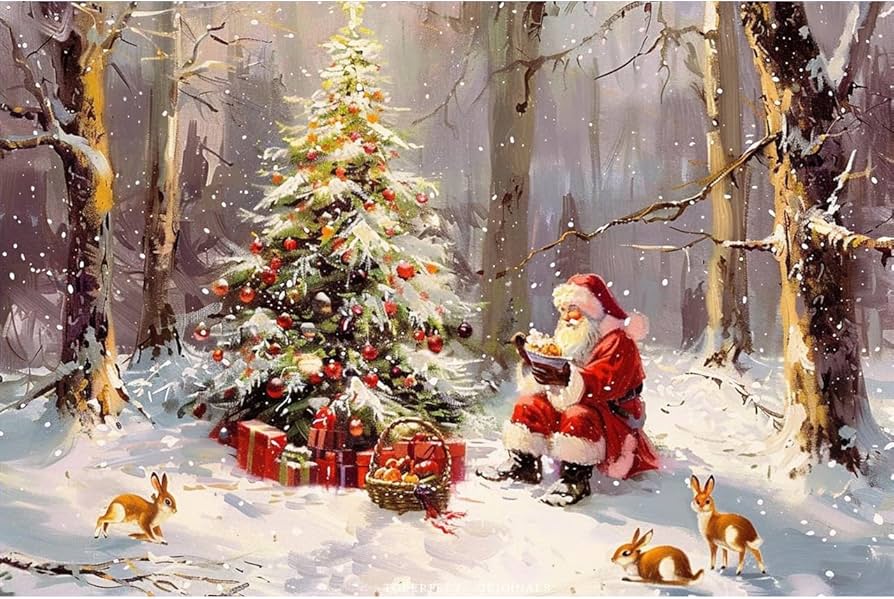 Amazon.co.jp: 25 魔法のクリスマスアート絵画: 暖かく居心地の良い森