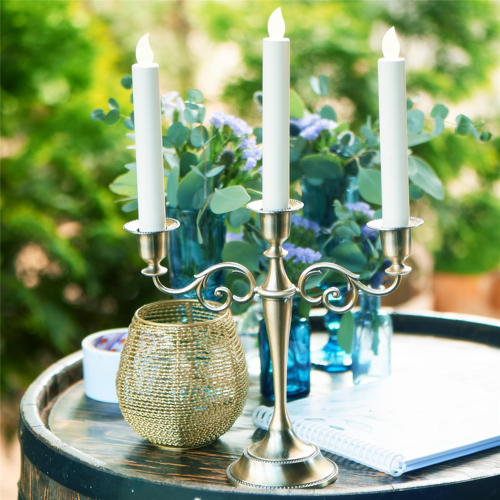 Amazon.co.jp: ロウソク3本用金属製枝付き燭台 ゴールド : ホーム