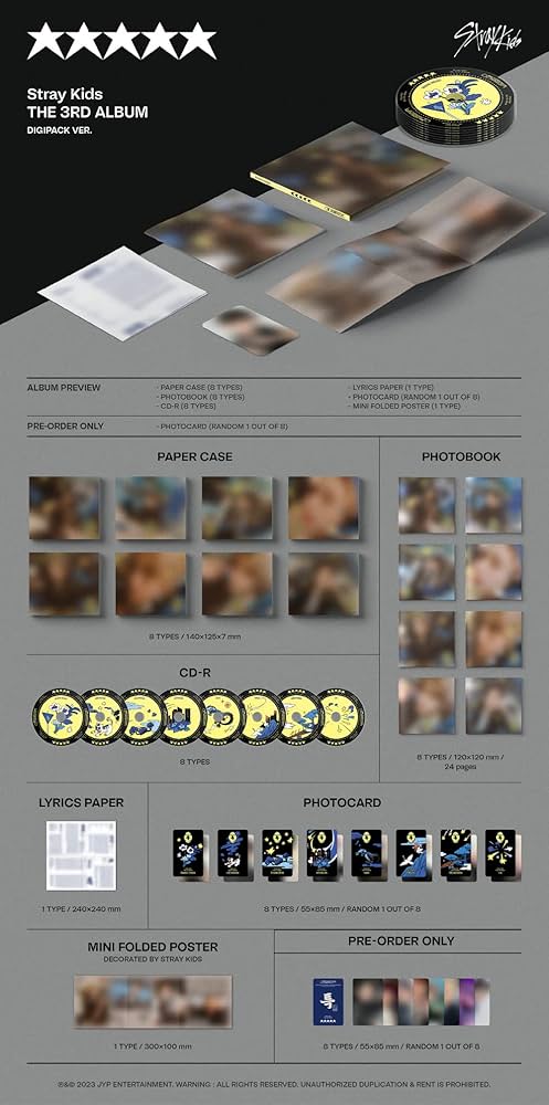 Amazon.com: Stray Kids - 5-STAR [DIGIPACK VER.] 3rd Album+Pre