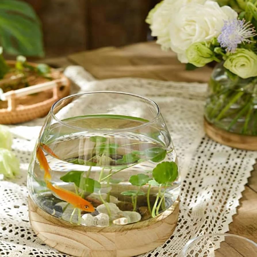 Amazon.co.jp: 花瓶 ガラス 木製 フラワーベース 北欧 S おしゃれ 花器