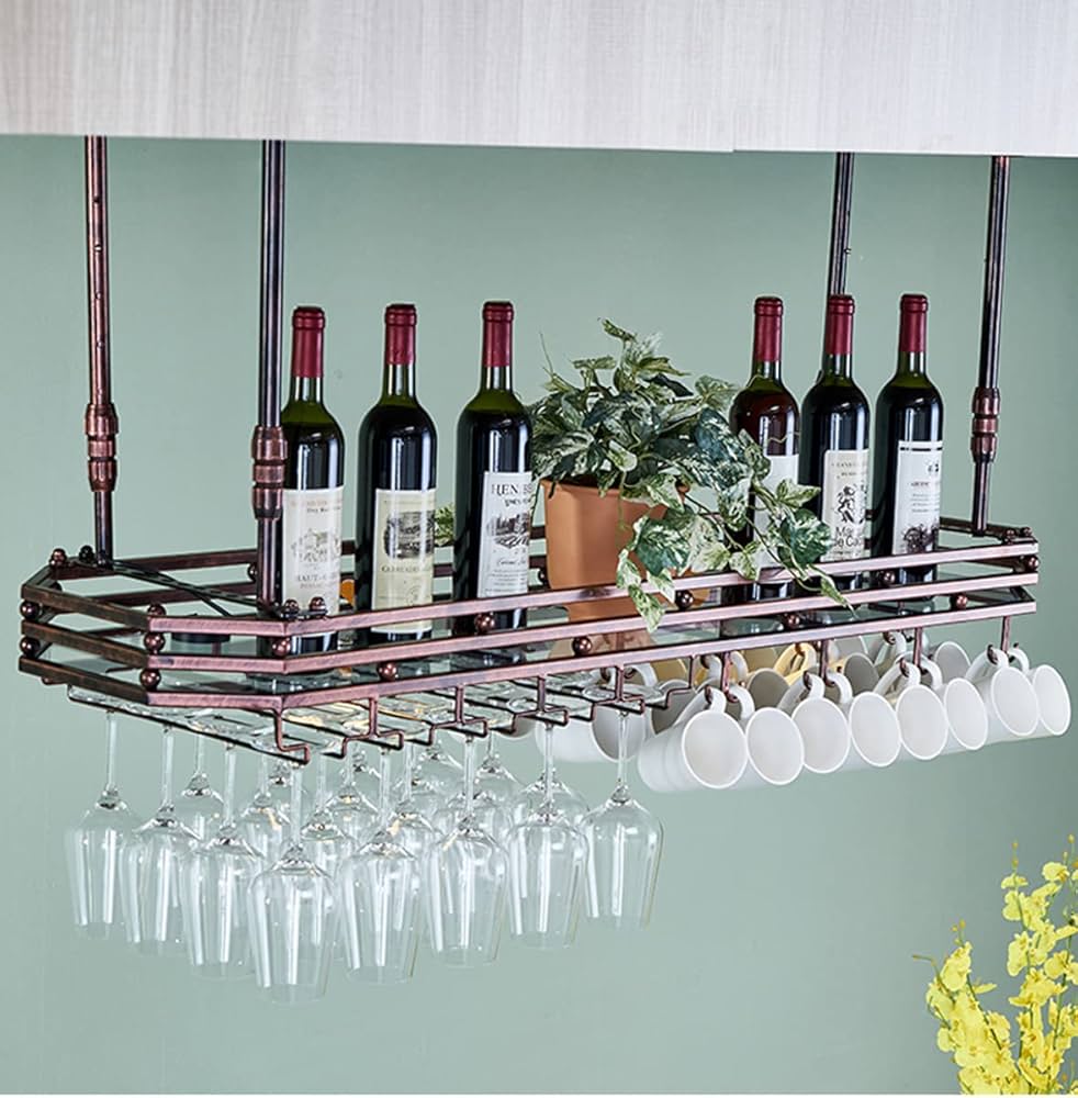 Amazon｜天井ワイングラスラック、吊り下げワイングラスラック