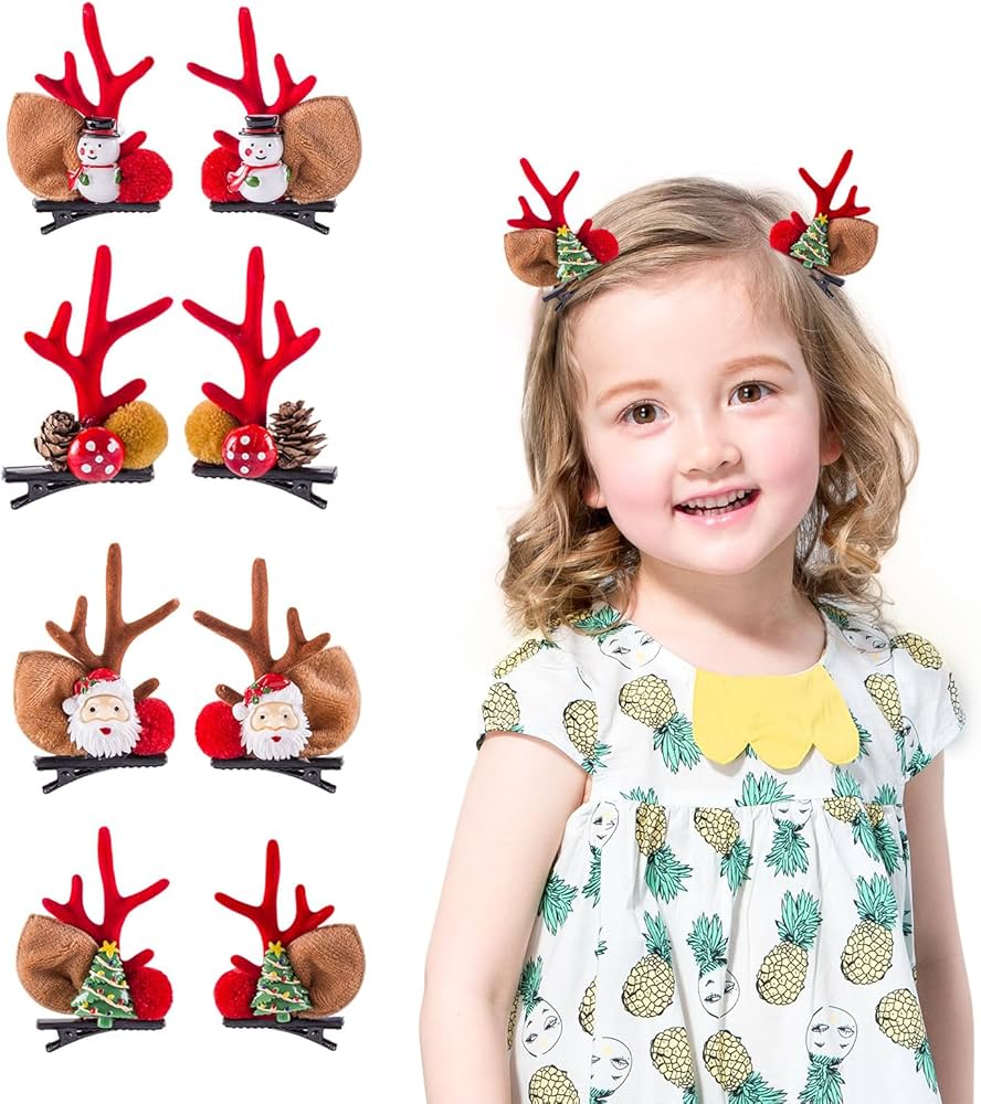 Amazon.co.jp: クリスマス ヘアクリップ 鹿の角 4ペアセット トナカイ