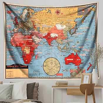 Amazon.co.jp: [NHYGDY] ヴィンテージ風タペストリー 世界地図