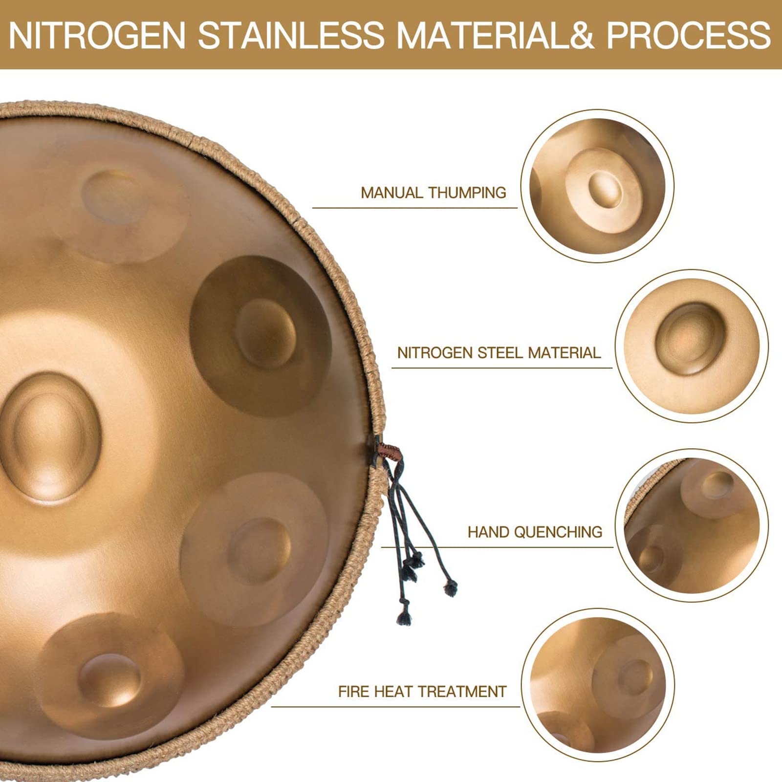 Amazon | マイナー 22 インチ スチール ハンドパン ドラム 432 Hz