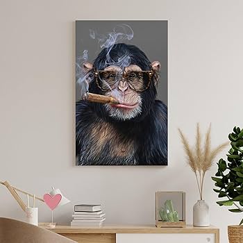 Amazon.co.jp: ゴリラ たばこを吸う 面白い動物の写真 ポスター 壁飾り