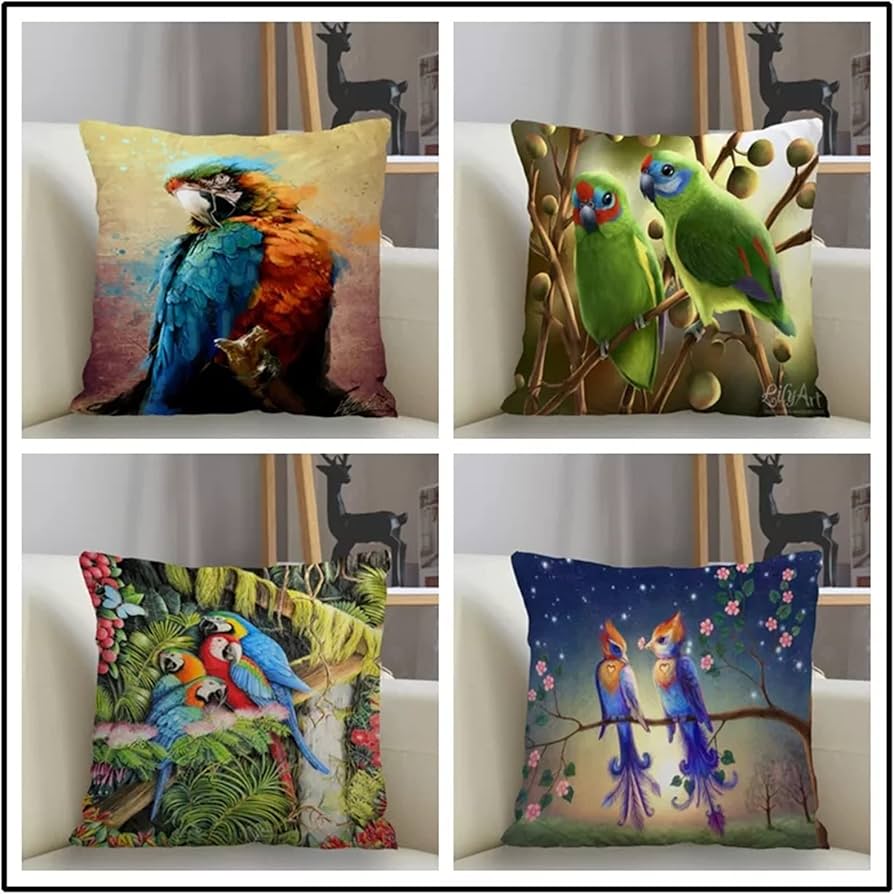 Amazon.co.jp: クッションカバー 60x60cm カラフルな鳥のアート