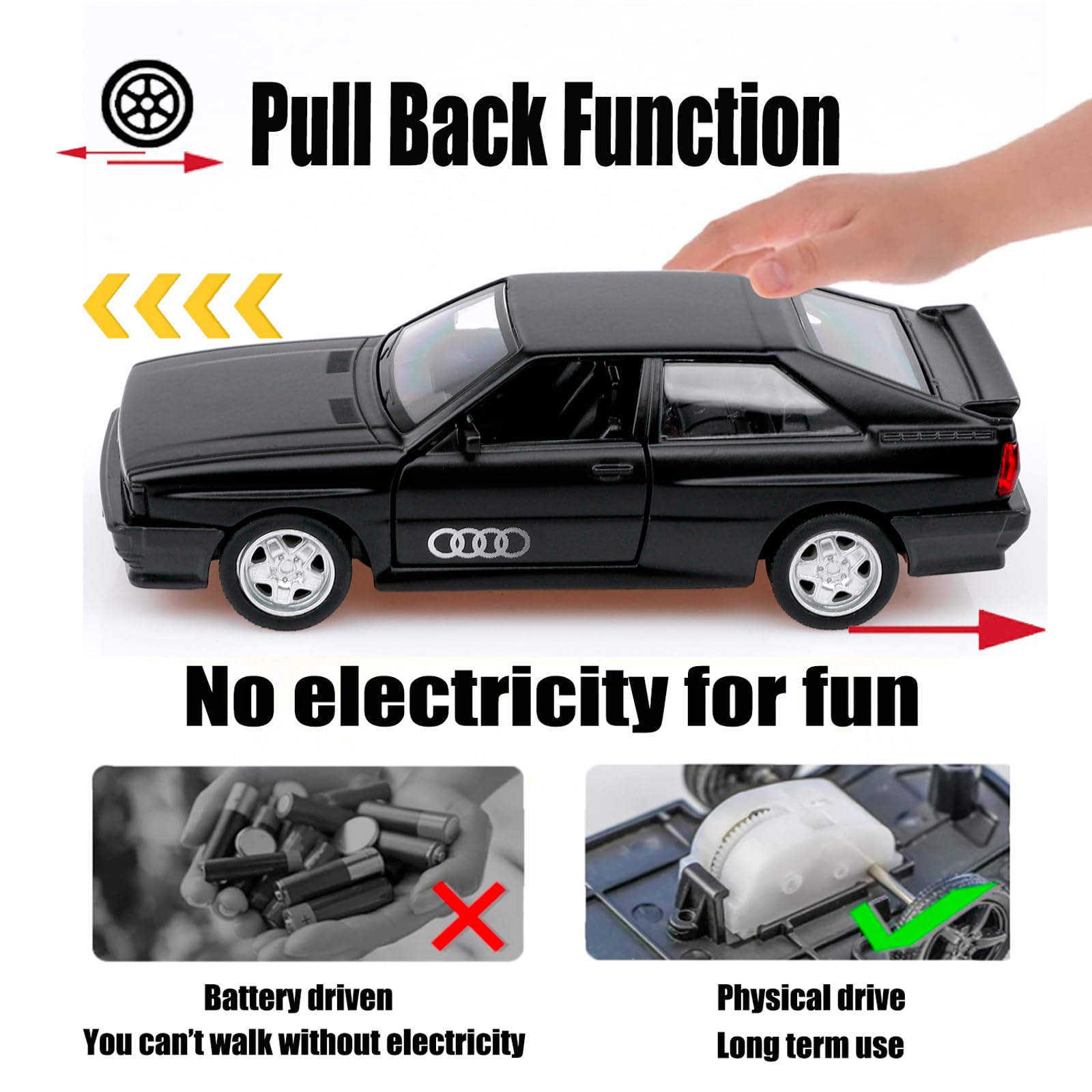 Amazon.com: 1/36 Scale 1980 Audi Sport Quattro Toy Car,Pull Back