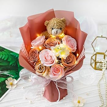 Amazon｜ソープフラワー 母の日 花束 バラ 造花 可愛いくま 誕生日