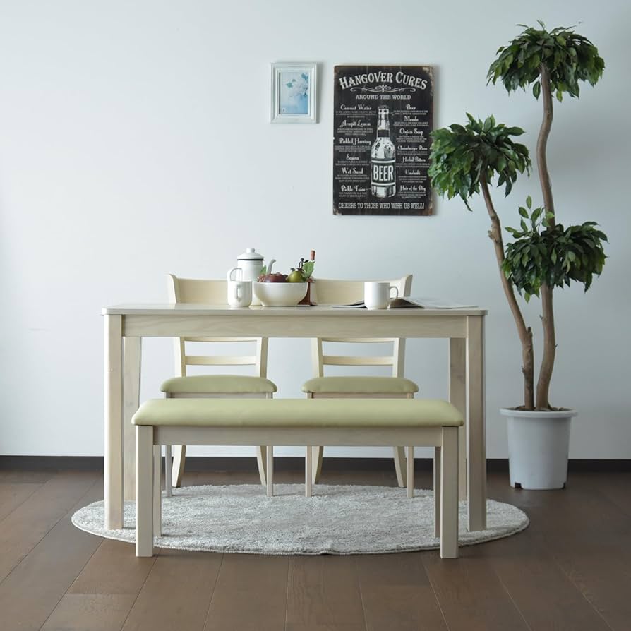 Amazon｜Cスタイル ダイニングテーブルセット 4人用 幅120cm ベンチ