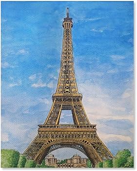 Amazon.co.jp: 絵画 パリ エッフェル塔 水彩画インテリア 絵画 リアル